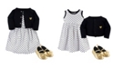 Hudson Baby Dress, Cardigan, Shoe Set, 3 Piece, Black Dot, 6-9 Months